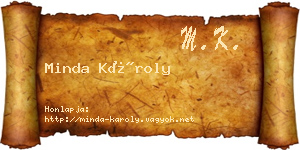 Minda Károly névjegykártya
